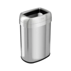 Stainless Steel Trash Can with Open Lid, 13-Gallon, Silver (HLS13STV)<HLS Commercial Clearance