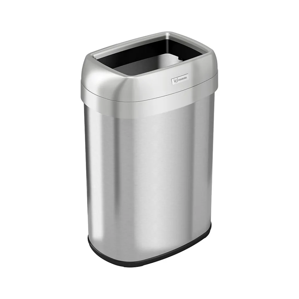 Stainless Steel Trash Can with Open Lid, 13-Gallon, Silver (HLS13STV)<HLS Commercial Clearance