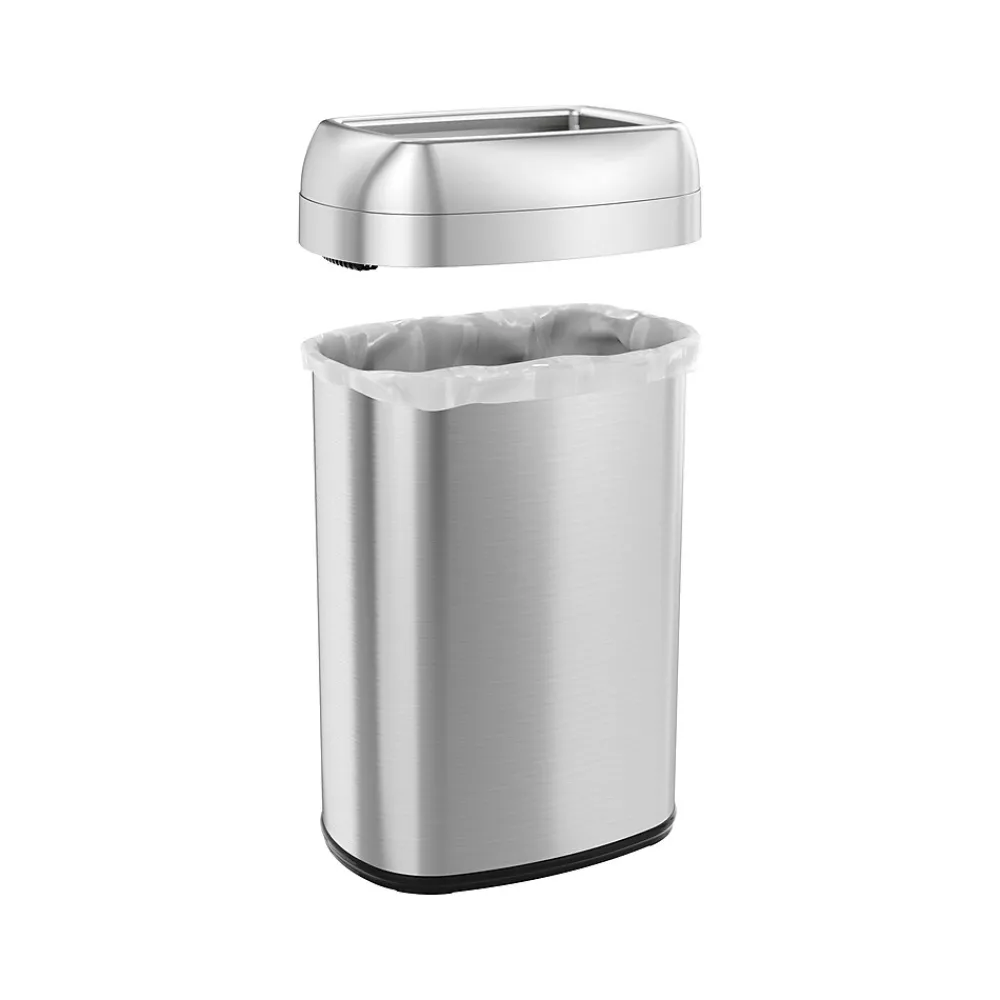 Stainless Steel Trash Can with Open Lid, 13-Gallon, Silver (HLS13STV)<HLS Commercial Clearance