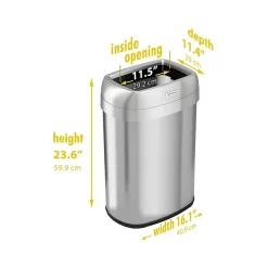 Stainless Steel Trash Can with Open Lid, 13-Gallon, Silver (HLS13STV)<HLS Commercial Clearance