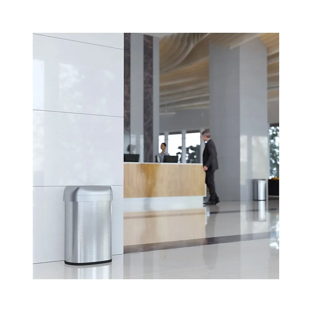 Stainless Steel Trash Can with Open Lid, 13-Gallon, Silver (HLS13STV)<HLS Commercial Clearance