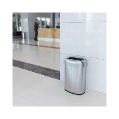 Stainless Steel Trash Can with Open Lid, 13-Gallon, Silver (HLS13STV)<HLS Commercial Clearance