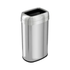 Stainless Steel Trash Can with Open Lid, 16-Gallon, Silver (HLS16STV)<HLS Commercial