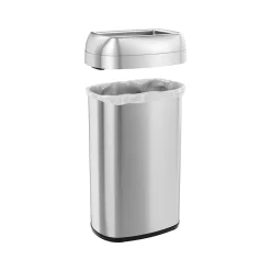 Stainless Steel Trash Can with Open Lid, 16-Gallon, Silver (HLS16STV)<HLS Commercial