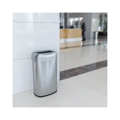 Stainless Steel Trash Can with Open Lid, 16-Gallon, Silver (HLS16STV)<HLS Commercial
