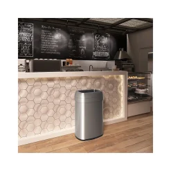 Stainless Steel Trash Can with Open Lid, 16-Gallon, Silver (HLS16STV)<HLS Commercial