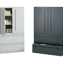 File Cabinets*HON 700 Series 2 Drawer Lateral File Cabinet w/Roll-Out & Posting Shelves, Light Grey, Letter/Legal, 42