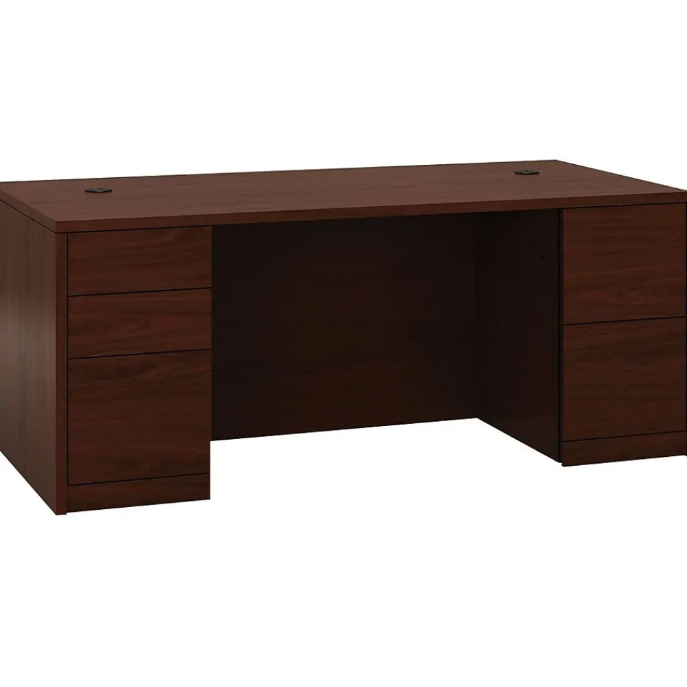 Office Desks*HON ® 10500 Series™ Double Pedestal Desk with Full Pedestals, 29 1/2"H x 72"W x 36"D, Mahogany (105890NN)