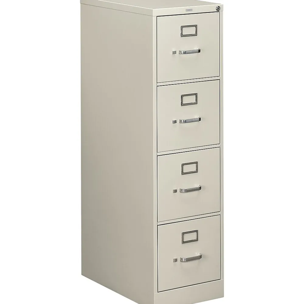 File Cabinets*HON 510 Series 4-Drawer Vertical File Cabinet, Letter Size, Lockable, 51.97"H x 15"W x 25"D, Light Gray (H514.P.Q)