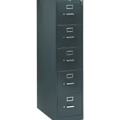 File Cabinets*HON 310 Series 5-Drawer Vertical File Cabinet, Letter Size, Lockable, Charcoal, 26 1/2"D (315PS)