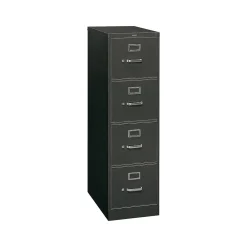 File Cabinets*HON 310 Series 4-Drawer Vertical File Cabinet, Letter Size, Lockable, 52"H x 15"W x 26.5"D, Black (314PP)