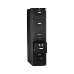 File Cabinets*HON 310 Series 5-Drawer Vertical File Cabinet, Letter Size, Lockable, 60"H x 15"W x 26.5"D, (315PP) Black