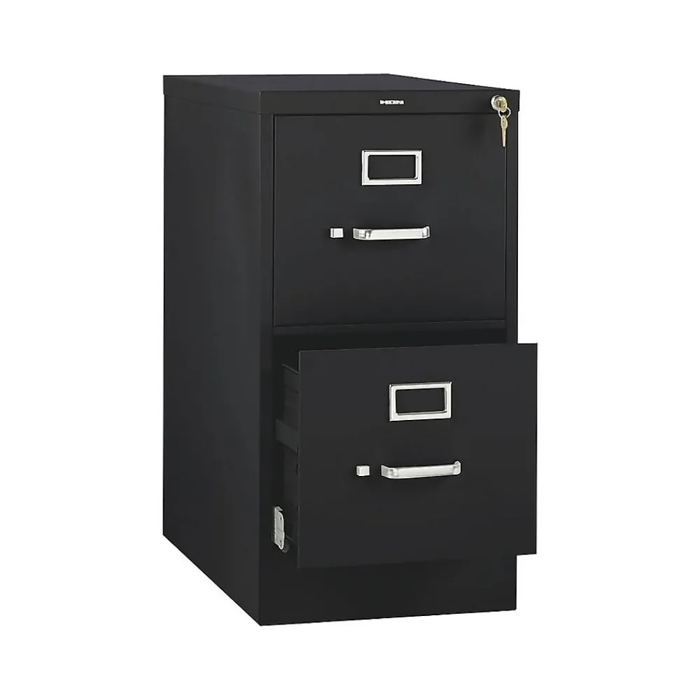 File Cabinets*HON 510 Series 2-Drawer Vertical File Cabinet, Locking, Letter, Black, 25"D (512PP)