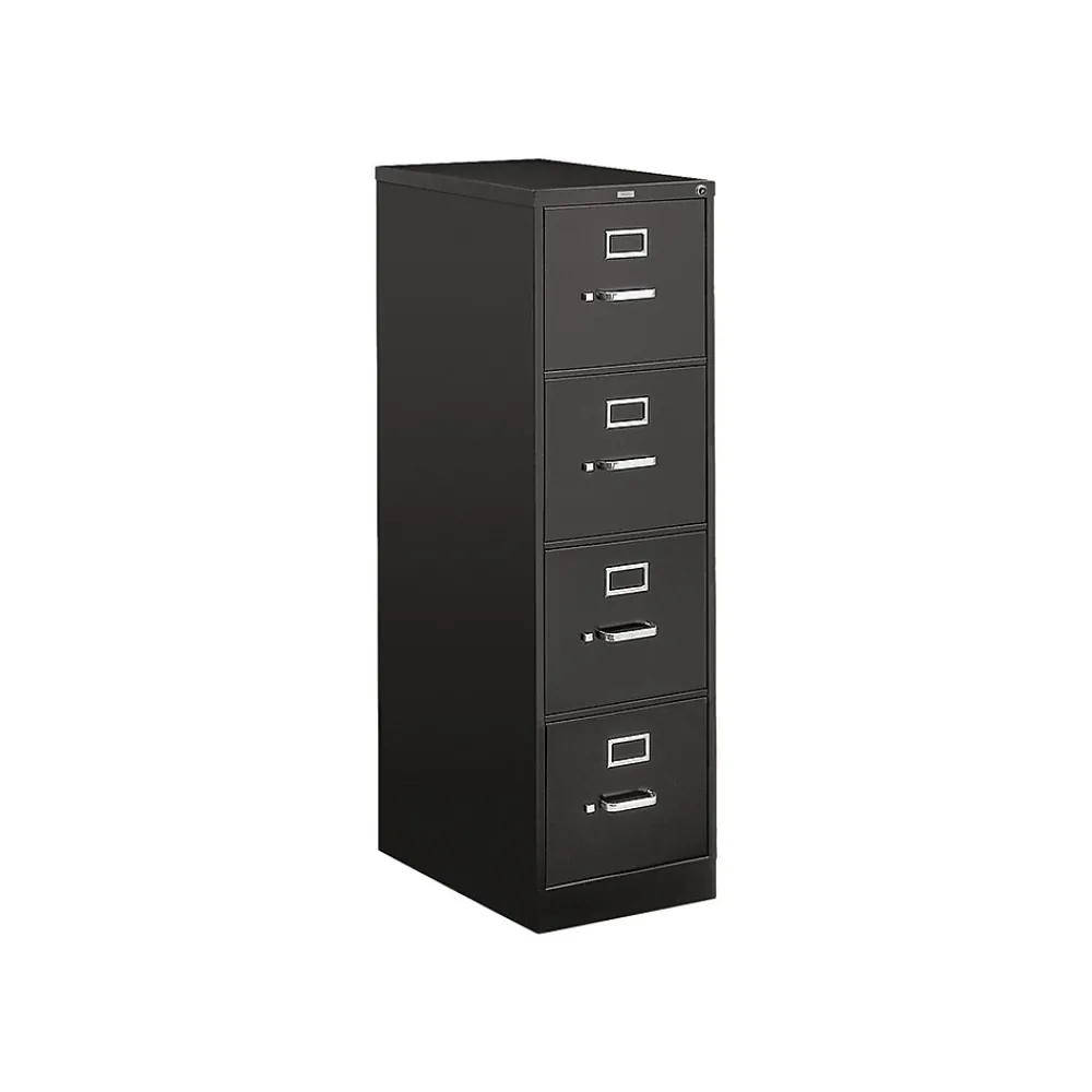 File Cabinets*HON 510 Series 4-Drawer Vertical File Cabinet, Locking, Letter, Black, 25"D (514PP)