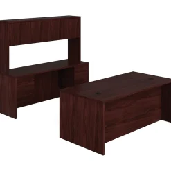 Office Desks*HON 10500 Series Executive Workstation, Desk, Credenza, Hutch, Mahogany (105DCH7298N)