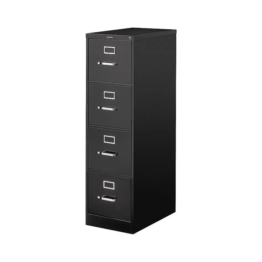 File Cabinets*HON 510 Series 4-File Drawers Vertical File Cabinet, Legal Size, Lockable, 51.97"H x 18.27"W x 25"D, Black (514CPP)