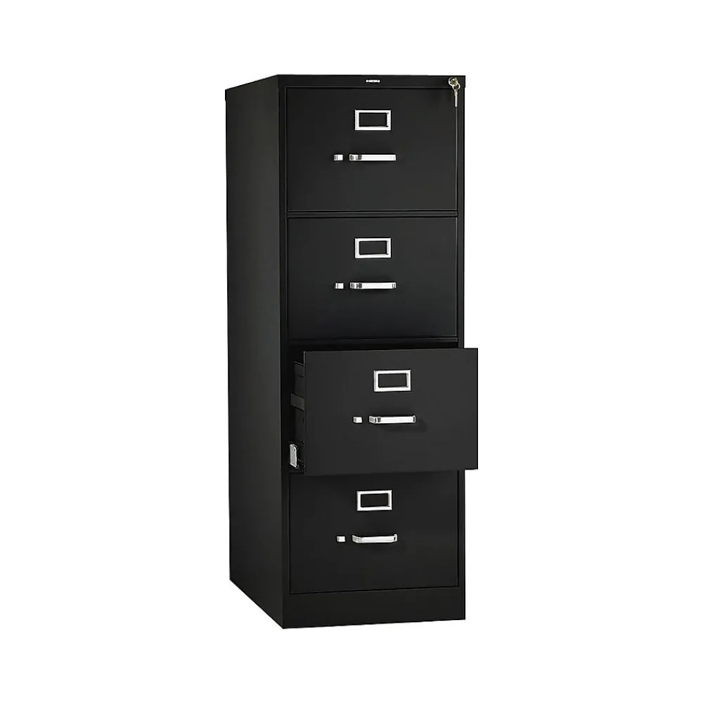 File Cabinets*HON 510 Series 4-File Drawers Vertical File Cabinet, Legal Size, Lockable, 51.97"H x 18.27"W x 25"D, Black (514CPP)