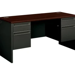 Office Desks*HON ® 38000 Series Kneespace Credenza with Locks, Mahogany/Charcoal, 29 1/2