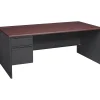 Computer Desks*HON ® 38000 Series Left Pedestal Desk 72"W, Mahogany/Charcoal, 29 1/2"H x 72"W x 36"D