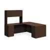 Office Desks*HON 10500 Series L-Workstation, Stack-On Storage, Full Pedestals, 72"W x 84"D, Mocha Finish (105LRSO7236M)
