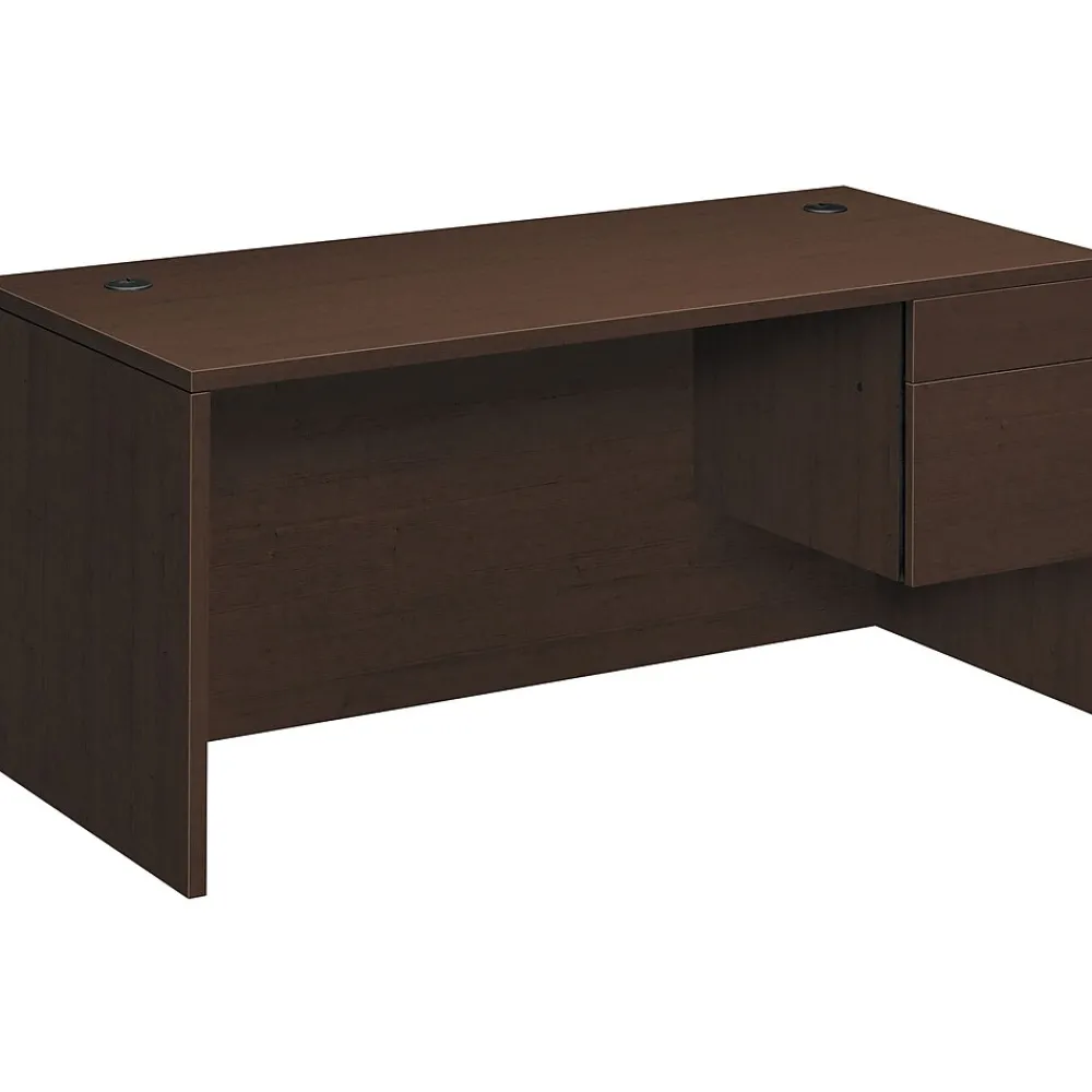 Computer Desks*HON 10500 Series Right Pedestal Desk, 1 Box/1 File Drawer, 66"W, Mocha Finish