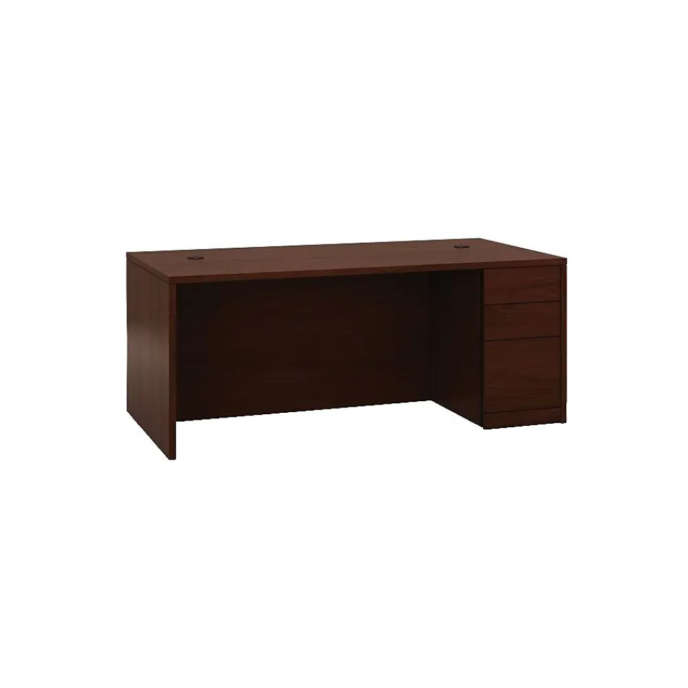 Computer Desks*HON 10500 Series Right Pedestal Desk, 2 Box/1 File Drawer, 72"W, Mahogany Finish
