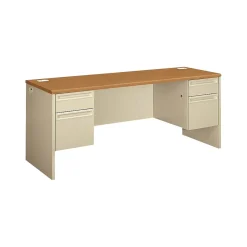 Office Desks*HON 38000 Series 72"W Kneespace Credenza, Harvest Oak/Putty (H38854CL)