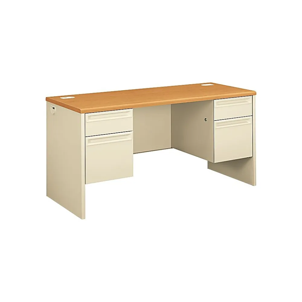 Office Desks*HON 38000 Series 60"W Kneespace Credenza with Locks, Harvest/Putty (H38852CL)