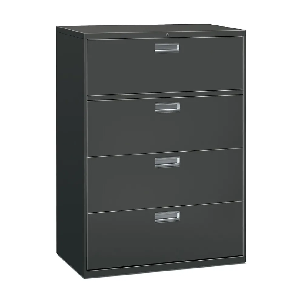 File Cabinets*HON Brigade 600 Series 4-Drawer Lateral File Cabinet, Locking, Charcoal, Letter/Legal, 42"W (H694LS)