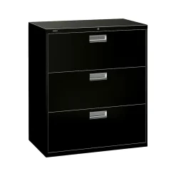 File Cabinets*HON Brigade 600 Series 3-Drawer Lateral File Cabinet, Locking, Letter/Legal, , 36"W (H683.L.P) Black