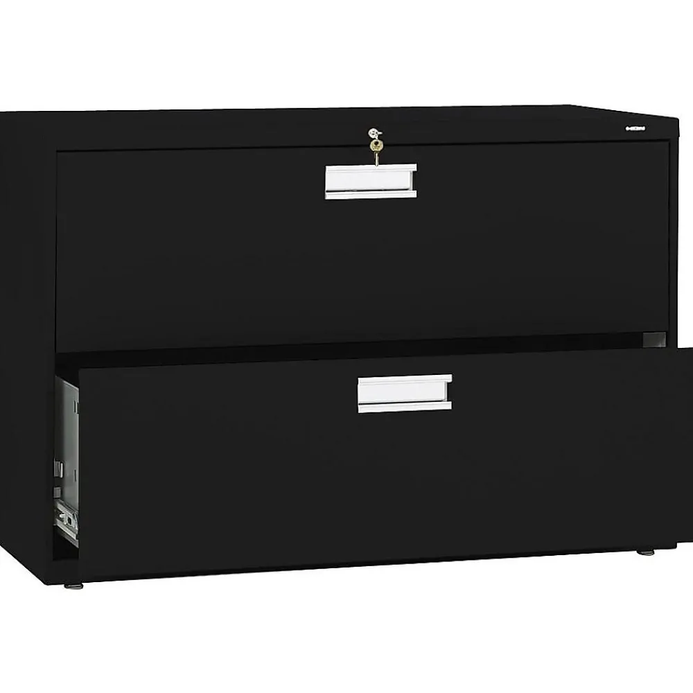 File Cabinets*HON Brigade 600 Series 2-Drawer Lateral File Cabinet, Locking, Letter/Legal, Black, 42"W (H692.L.P)