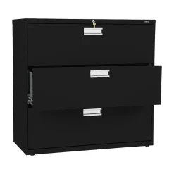 File Cabinets*HON Brigade 600 Series 3-Drawer Lateral File Cabinet, Locking, Letter/Legal, Black, 42"W (H693.L.P)