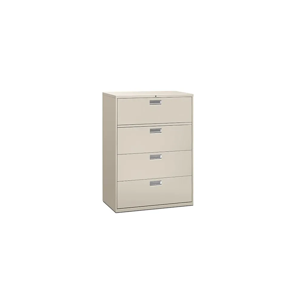 File Cabinets*HON Brigade 600 Series 4-Drawer Lateral File Cabinet, Locking, Letter/Legal, Gray, 42"W (694LQ)
