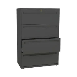 File Cabinets*HON Brigade 700 Series 4-Drawer Lateral File Cabinet, Locking, Charcoal, Letter/Legal, 36"W (H784.L.S)