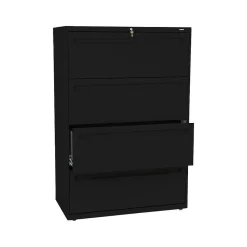 File Cabinets*HON Brigade 700 Series 4-Drawer Lateral File Cabinet, Locking, Black, Letter/Legal, 36"W (H784.L.P)