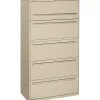 File Cabinets*HON Brigade 700 Series 5-Drawer Lateral File Cabinet, Locking, Letter/Legal, Putty, 36" (-785LL)