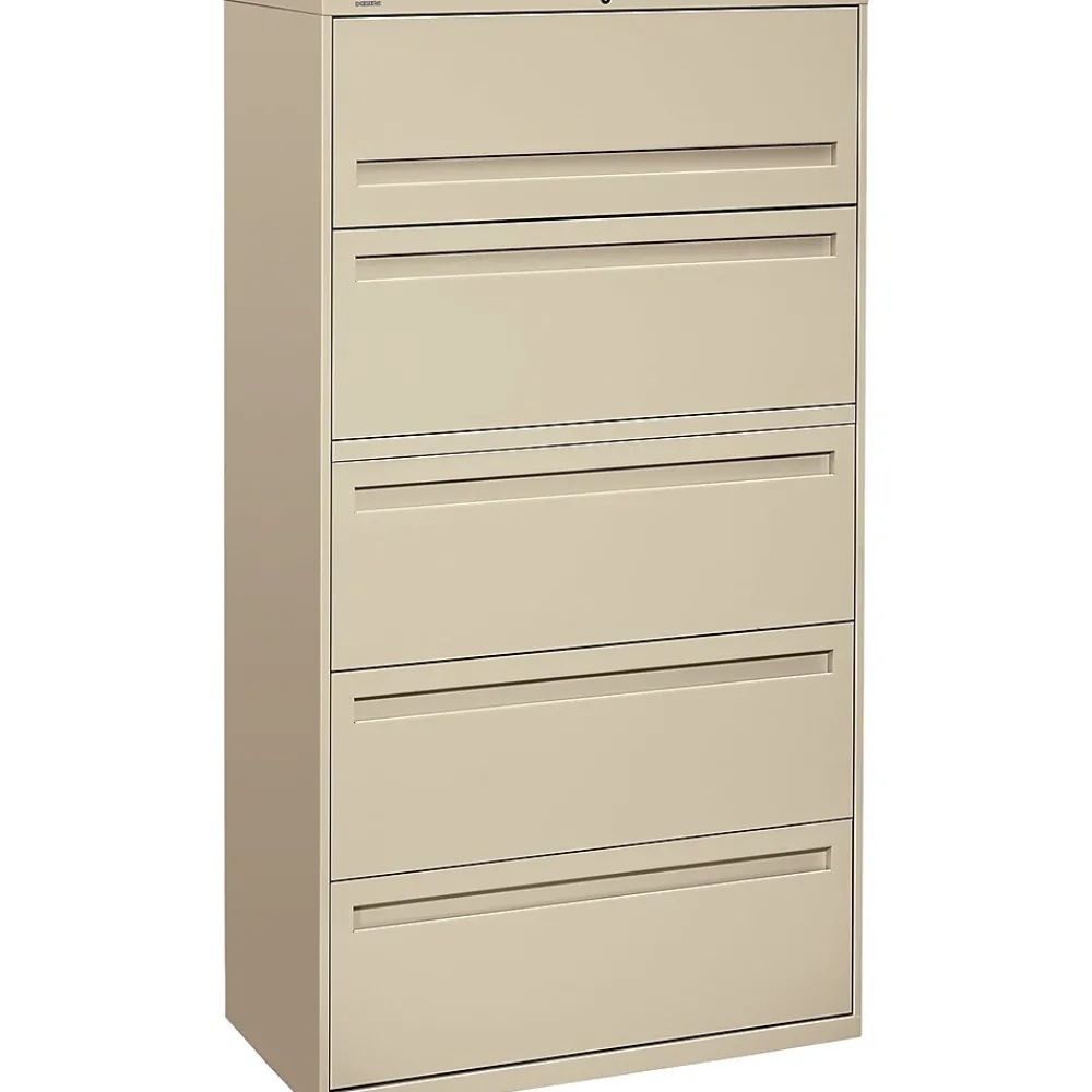File Cabinets*HON Brigade 700 Series 5-Drawer Lateral File Cabinet, Locking, Letter/Legal, Putty, 36" (-785LL)