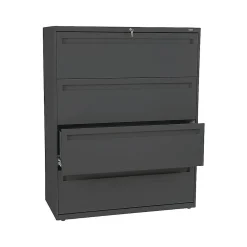 File Cabinets*HON Brigade 700 Series 4-Drawer Lateral File Cabinet, Locking, Charcoal, Letter/Legal, 42"W (H794.L.S)