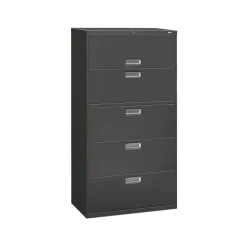 File Cabinets*HON ® Brigade 600 Series Lateral File Cabinet, A4/Legal/Letter, 5-Drawer, Charcoal, 19 1/4"D (685LS)