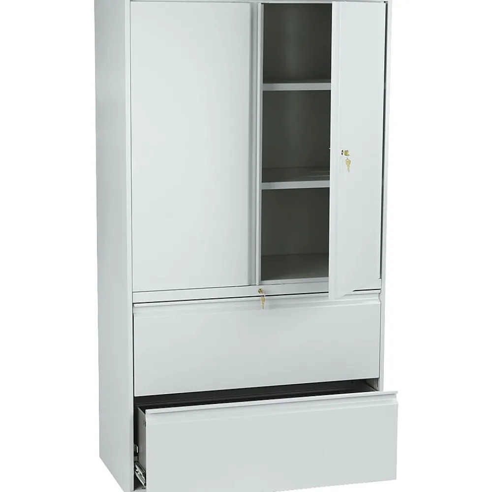 File Cabinets*HON Brigade 800 Series Lateral File Cabinet, A4/Legal/Letter, 2-Drawer, Light Gray, 19 1/4"Depth