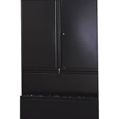 File Cabinets*HON Brigade 800 Series Lateral File Cabinet with Storage, Letter/Legal, 2-Drawer, Black, 19 1/4"D