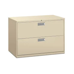 File Cabinets*HON Brigade 600 Series Lateral File, 2 Drawers, Aluminum Pull, 42"W, Putty Finish,
