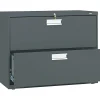 File Cabinets*HON Brigade 600 Series Lateral File Cabinet, A4/Legal/Letter, 2-Drawer, Charcoal, 36"W