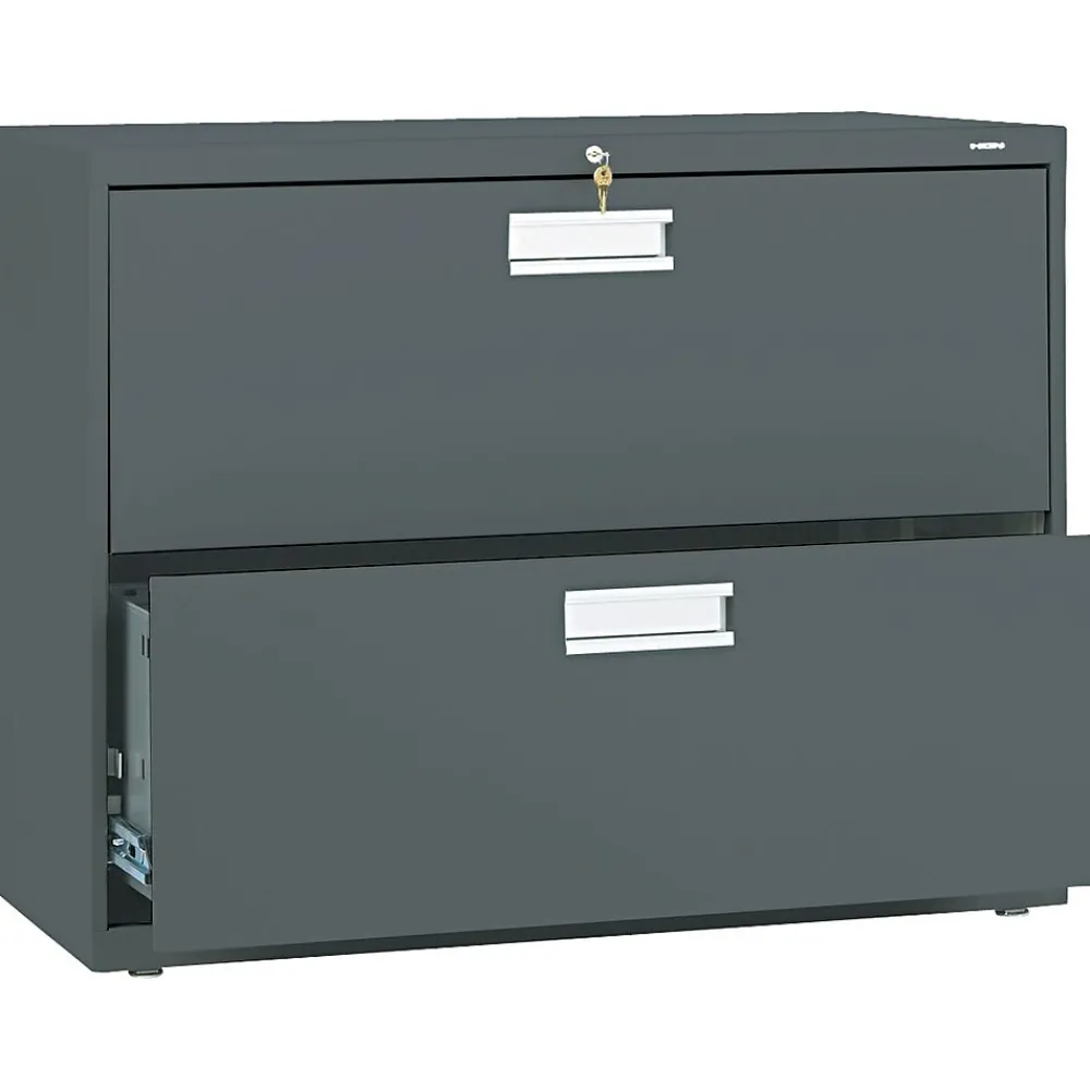 File Cabinets*HON Brigade 600 Series Lateral File Cabinet, A4/Legal/Letter, 2-Drawer, Charcoal, 36"W