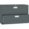 File Cabinets*HON Brigade 600 Series Lateral File Cabinet, A4/Legal/Letter, 2-Drawer, Charcoal, 42"W