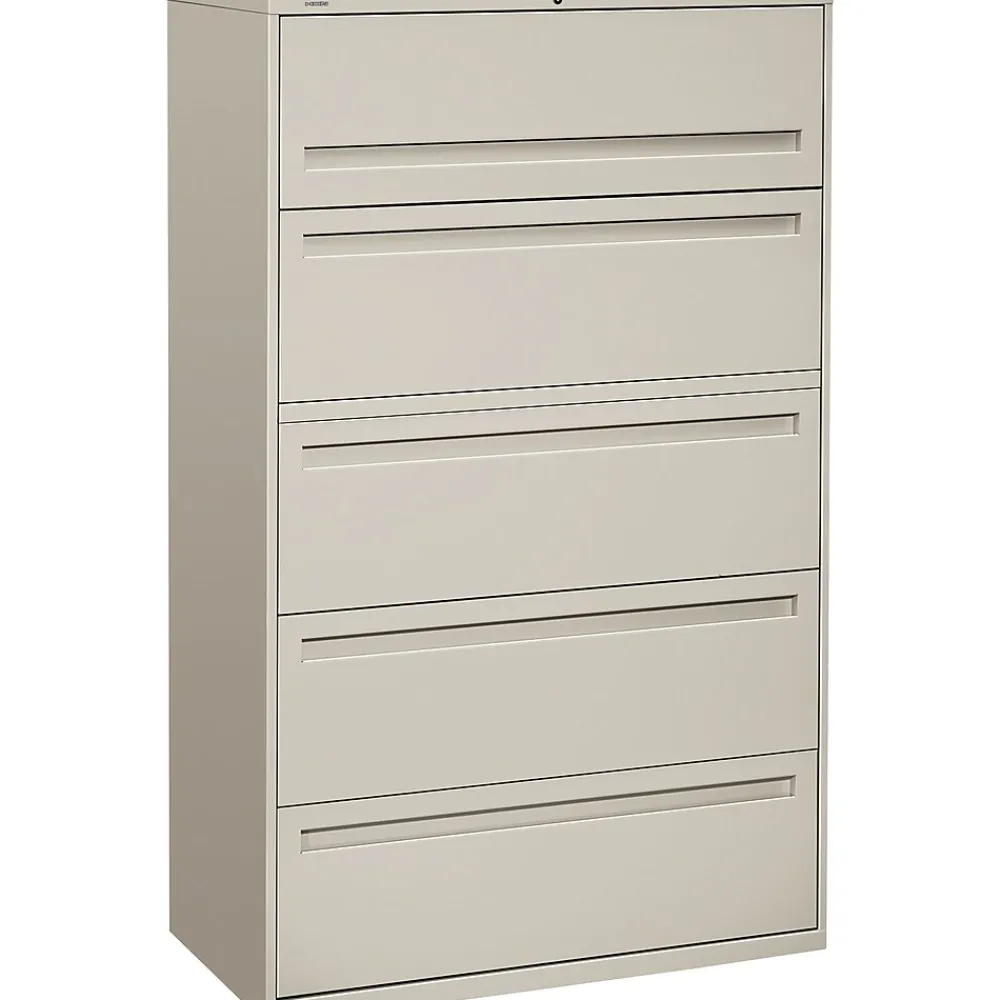 File Cabinets*HON ® Brigade 700 Series Lateral File, 5-Drawer, 64Hx42Wx19-1/4"D, Light Grey