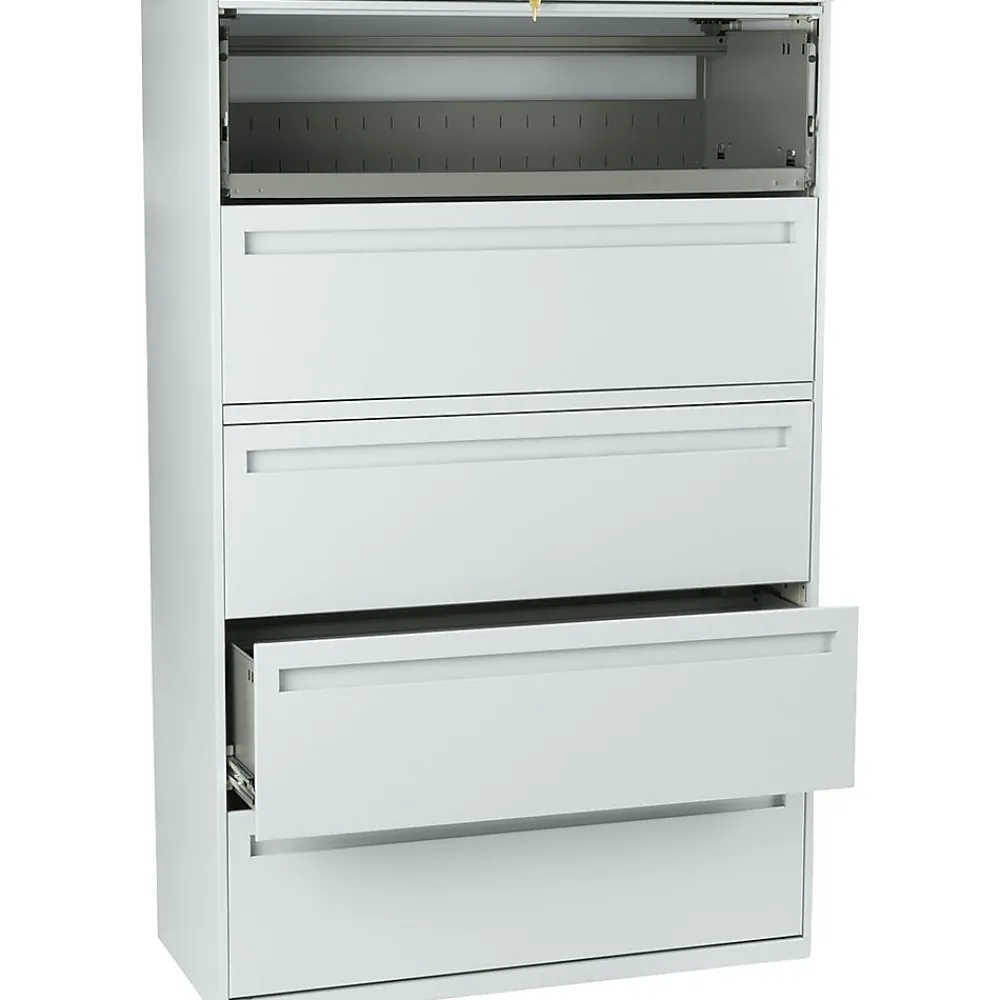 File Cabinets*HON ® Brigade 700 Series Lateral File, 5-Drawer, 64Hx42Wx19-1/4"D, Light Grey