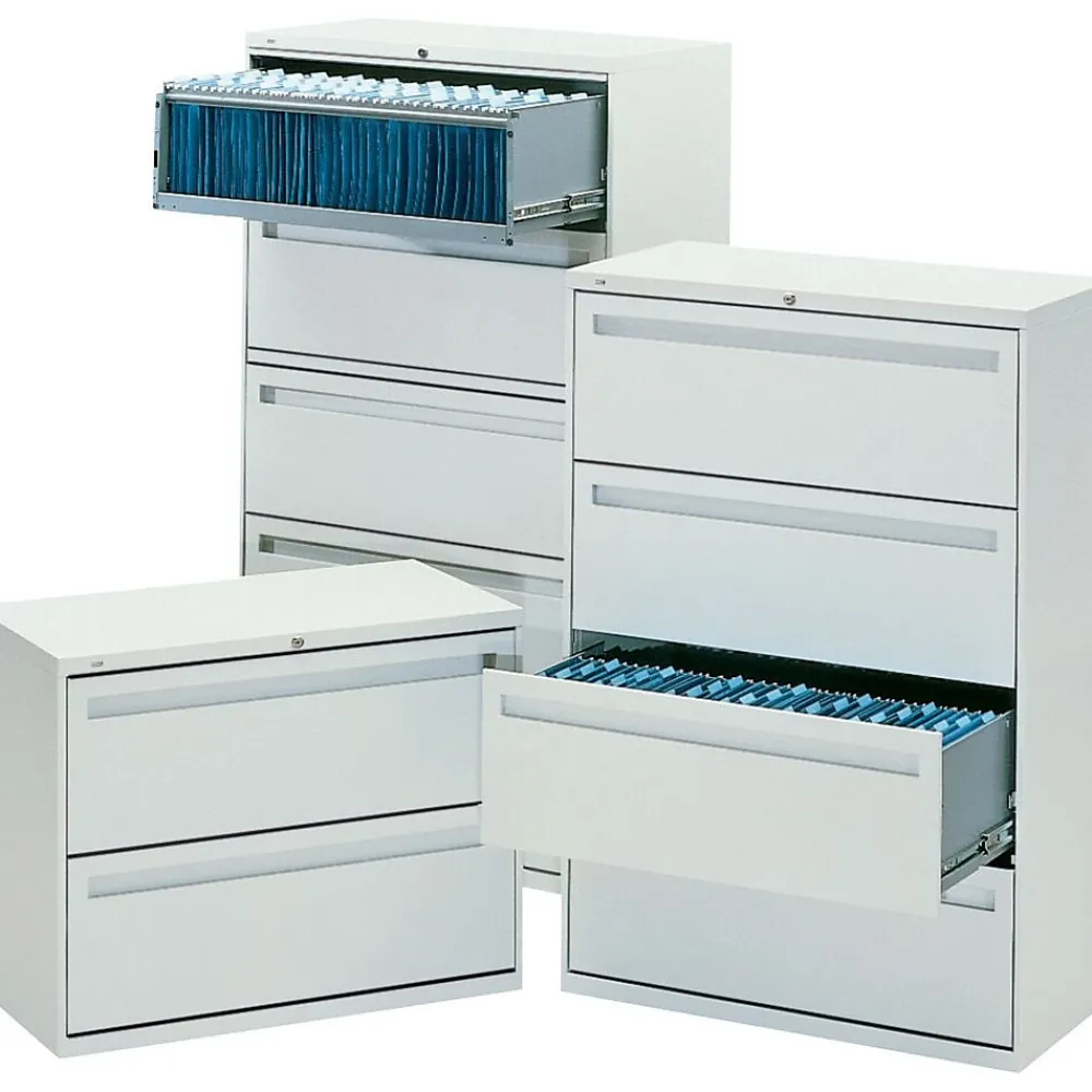 File Cabinets*HON ® Brigade 700 Series Lateral File, 5-Drawer, 64Hx42Wx19-1/4"D, Light Grey