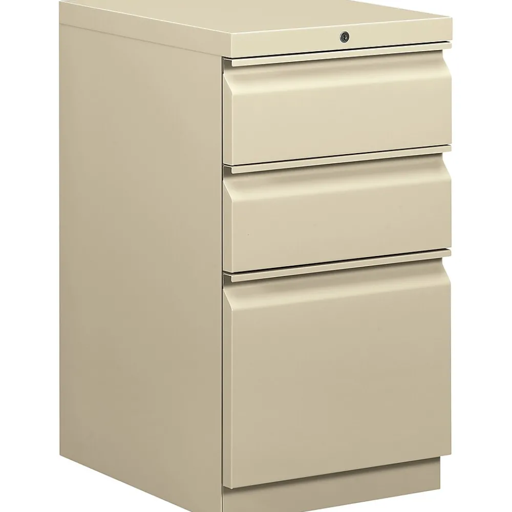 File Cabinets*HON Brigade 3-Drawer Mobile Vertical File Cabinet, Letter Size, Lockable, 28"H x 15"W x 20"D, Putty (H33720RL)
