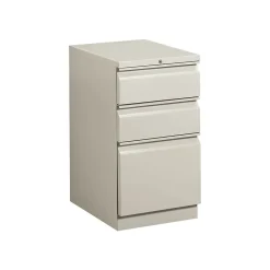 File Cabinets*HON Brigade 3-Drawer Mobile Vertical File Cabinet, Letter Size, Lockable, 28"H x 15"W x 22.88"D, Light Gray (33723RQ)